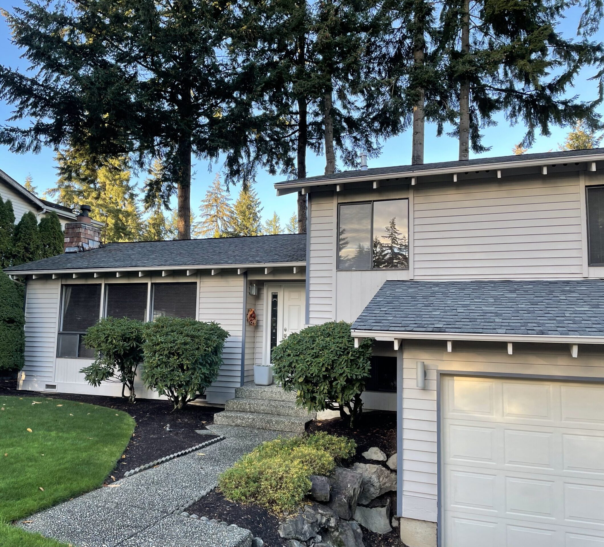 An image of a clean roof after FreeRain Gutters conducted maintenance and cleaning.